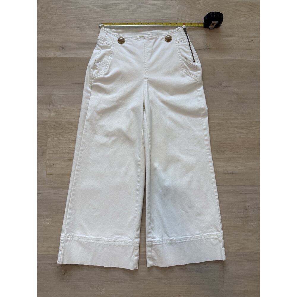 Maeve By Anthropologie Womens Buttoned Cropped Wide-Leg Culottes White Pants 00P - Picture 3 of 13